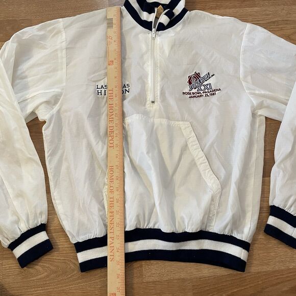 Vintage Logo 7 Super Bowl XXI 1987 STAFF Windbreaker Jacket White Large - Picture 6 of 13